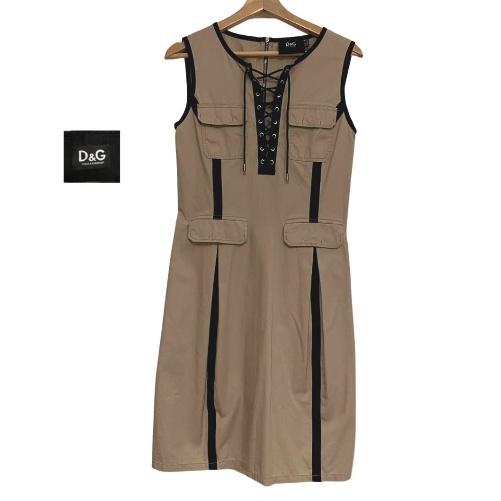 D&G Dolce & Gabbana Tan & Black Dress Size 40